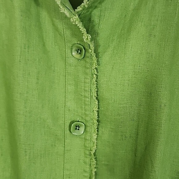 Coldwater Creek lime green linen frayed edges blazer size petite large - Picture 3 of 10